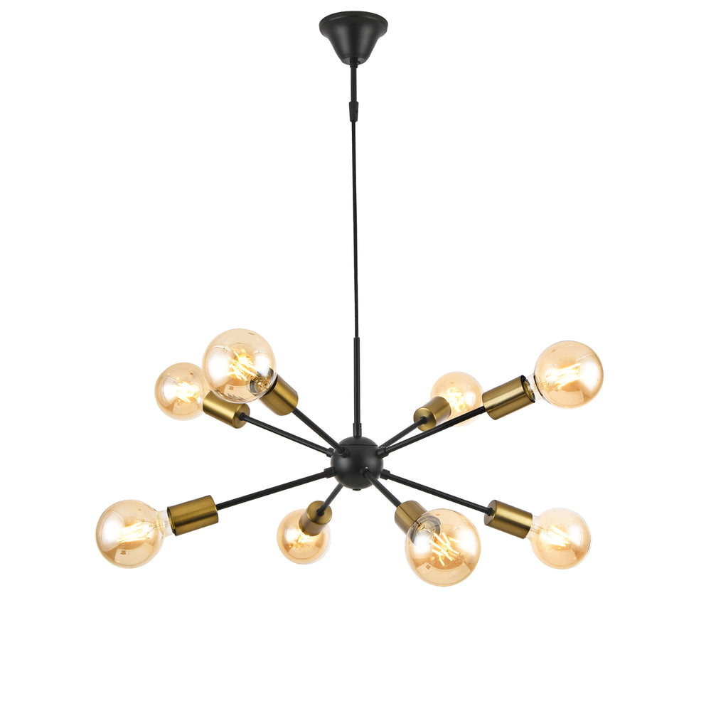 Suspension Amiens 8 lampes E27 noir / laiton [lux.pro] - premiumXL