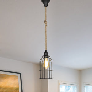 Suspension Ashford en métal et corde de jute 90 cm E27 [lux.pro]
