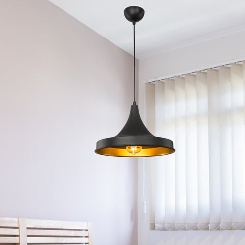 Suspension Bamber Bridge en métal 91 cm E27 noir / laiton [lux.pro]