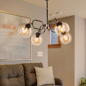 Hängeleuchte Crawley 4xE27 Metall Glas Schwarz / Kupferfarben [lux.pro] - premiumXL