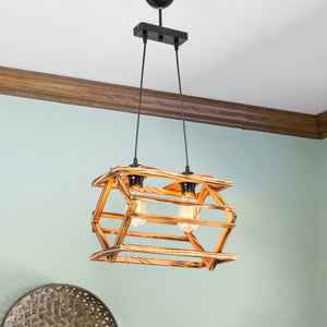 Suspension Kettering en bois massif 2xE27 / 3xE27 Noir / aspect bois en différentes tailles [lux.pro]