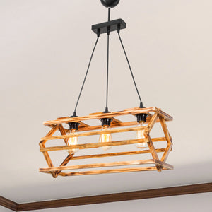 Suspension Kettering en bois massif 2xE27 / 3xE27 Noir / aspect bois en différentes tailles [lux.pro]