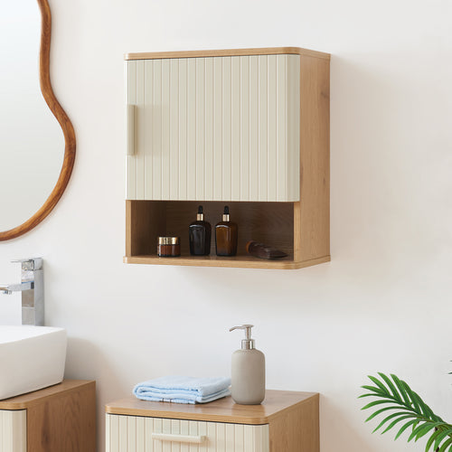 Armoire suspendue Ferrersp 50x45x24 cm aspect chêne / couleur sable [en.casa]