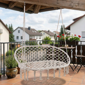 Fauteuil suspendu Kailua pour 2 personnes 135 x 129 x 65 cm blanc crème casa.pro