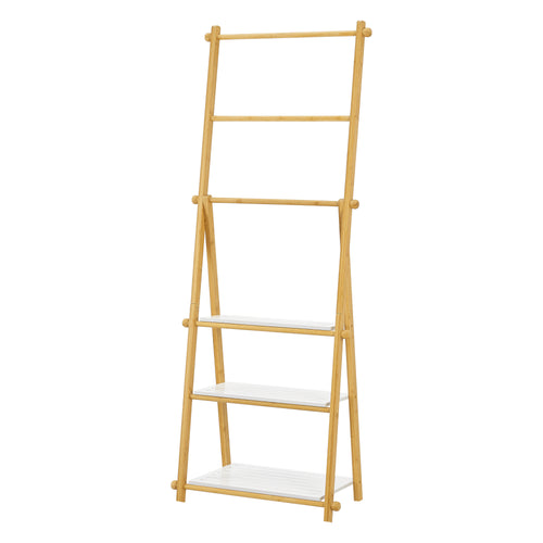 Étagère échelle Lapinjärvi avec porte-serviettes pour salle de bain 152 x 53 x 31 cm [en.casa]