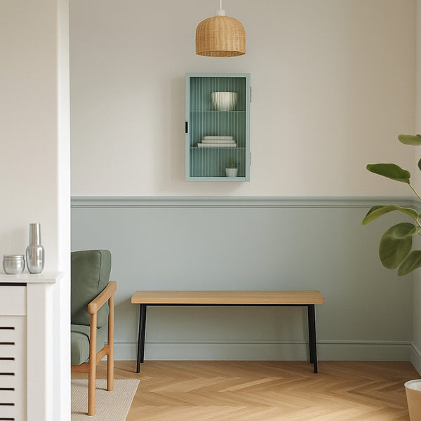 Armoire suspendue Zundert avec porte en verre strié 60x35x15 cm acier [en.casa]