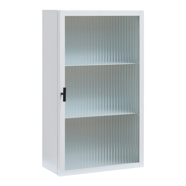 Armoire murale Zundert avec porte en verre strié 60 x 35 x 15 cm acier [en.casa]
