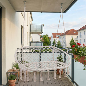 Fauteuil suspendu Kailua pour 2 personnes 135 x 129 x 65 cm blanc crème casa.pro