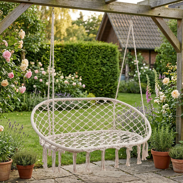 Fauteuil suspendu Kailua pour 2 personnes 135 x 129 x 65 cm blanc crème casa.pro