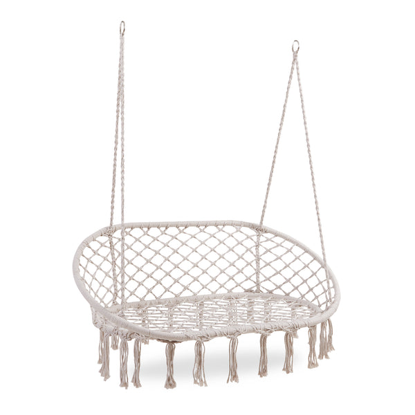 Fauteuil suspendu Kailua pour 2 personnes 135 x 129 x 65 cm blanc crème casa.pro