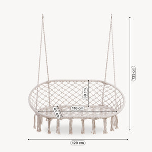 Fauteuil suspendu Kailua pour 2 personnes 135 x 129 x 65 cm blanc crème casa.pro