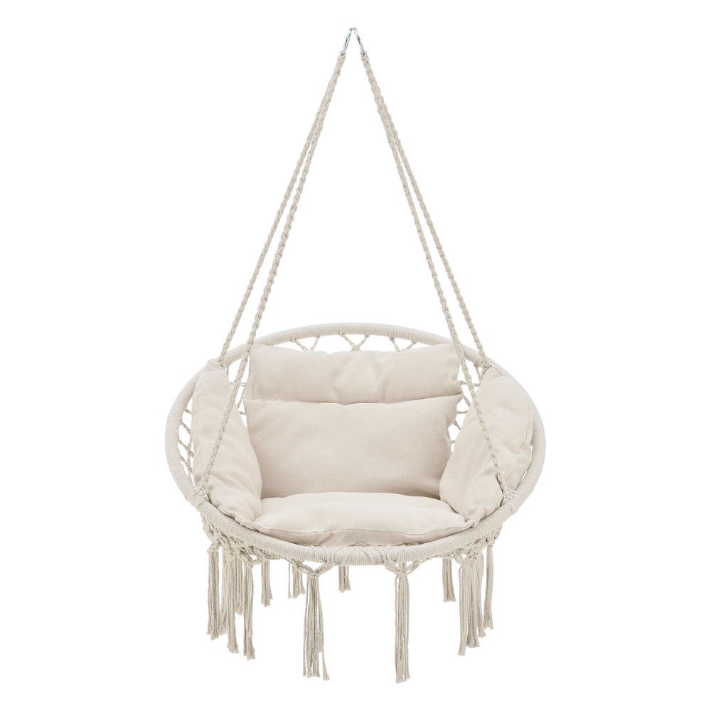 Siège Rond avec Coussin Hamac avec 4 Cordes d'attache couleurs différentes [casa.pro]
