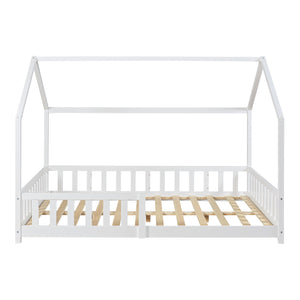 Lit cabane Hesel avec matelas à mousse froid blanc [en.casa]