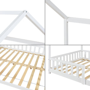 Lit cabane Hesel avec matelas à mousse froid blanc [en.casa]