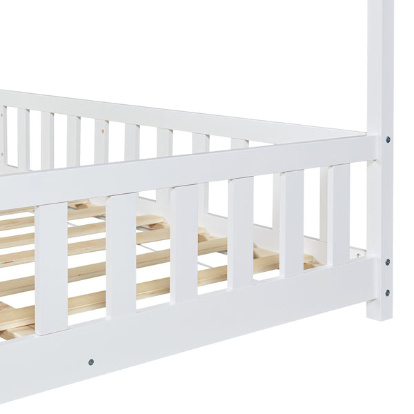 Lit cabane Hesel avec matelas à mousse froid blanc [en.casa]