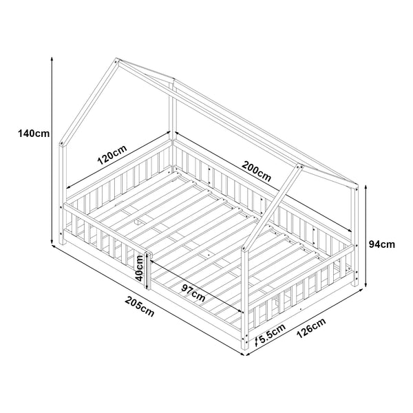 Lit cabane Hesel bois de pin [en.casa]