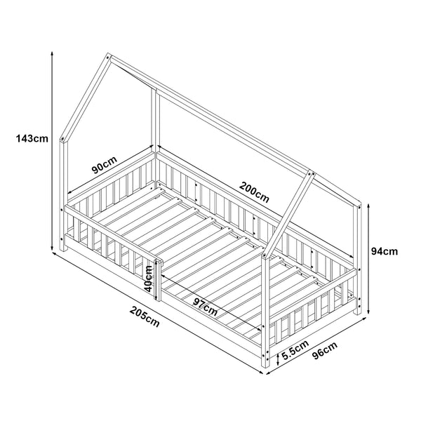 Lit cabane Hesel bois de pin [en.casa]