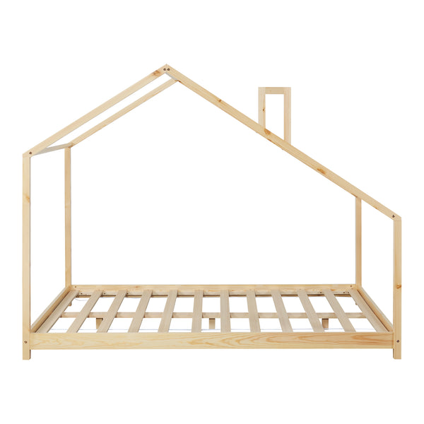 Lit maison Siuntio en pin naturel [en.casa]