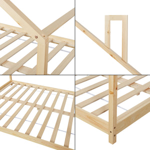 Lit maison Siuntio en pin naturel [en.casa]