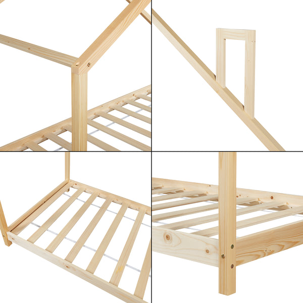 Lit cabane Siuntio bois de pin naturel [en.casa]