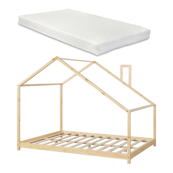 Lit maison Siuntio avec matelas Nature [en.casa]