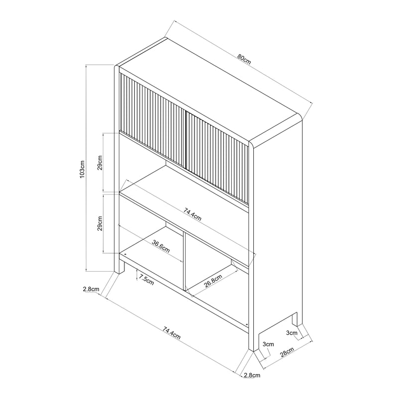Croquis coté Commode Lukkodso [en.casa] 