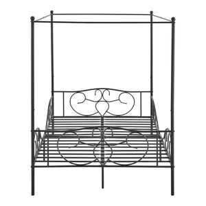Lit à baldaquin Finström Cadre de lit en métal avec sommier à lattes en différentes couleurs et tailles en.casa