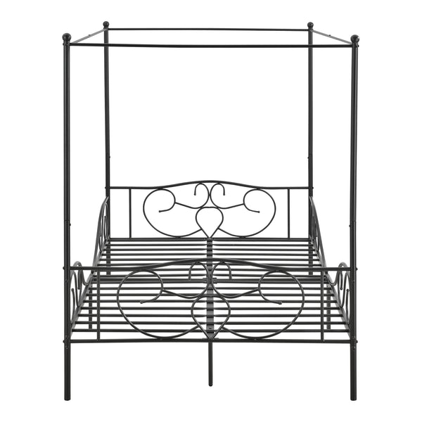 Lit à baldaquin Finström Cadre de lit en métal avec sommier à lattes en différentes couleurs et tailles en.casa