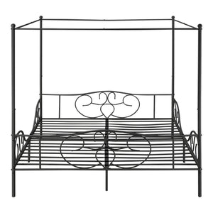 Lit à baldaquin Finström Cadre de lit en métal avec sommier à lattes en différentes couleurs et tailles en.casa