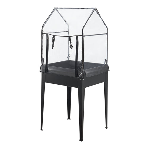 Carré potager avec serre Katwijk 60x60x152cm Acier Anthracite [en.casa]