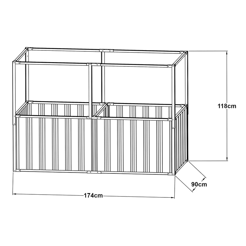 Croquis coté Jardinière surélevée Alblasserdam anthracite vert [en.casa]