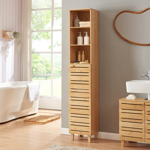 Armoire haute Epind 180x33x30 cm bambou [en.casa] - premiumXL