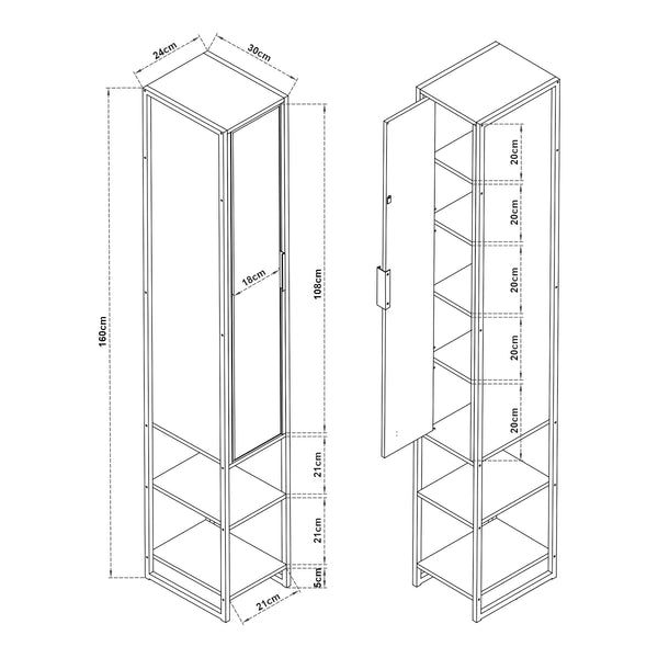 Meuble colonne de salle de bain Namsskogan effet noyer noir [en.casa]