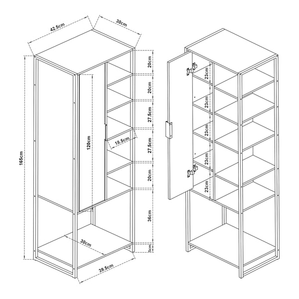 Meuble colonne de salle de bain Namsskogan effet noyer noir [en.casa]