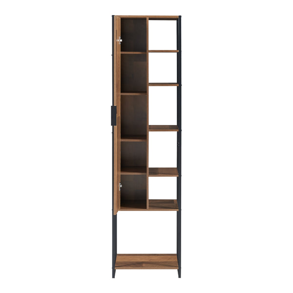 Meuble colonne de salle de bain Namsskogan effet noyer noir [en.casa]