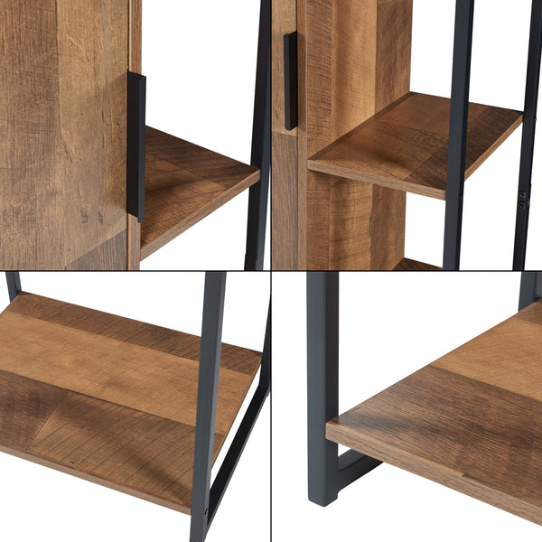 Meuble colonne de salle de bain Namsskogan effet noyer noir [en.casa]