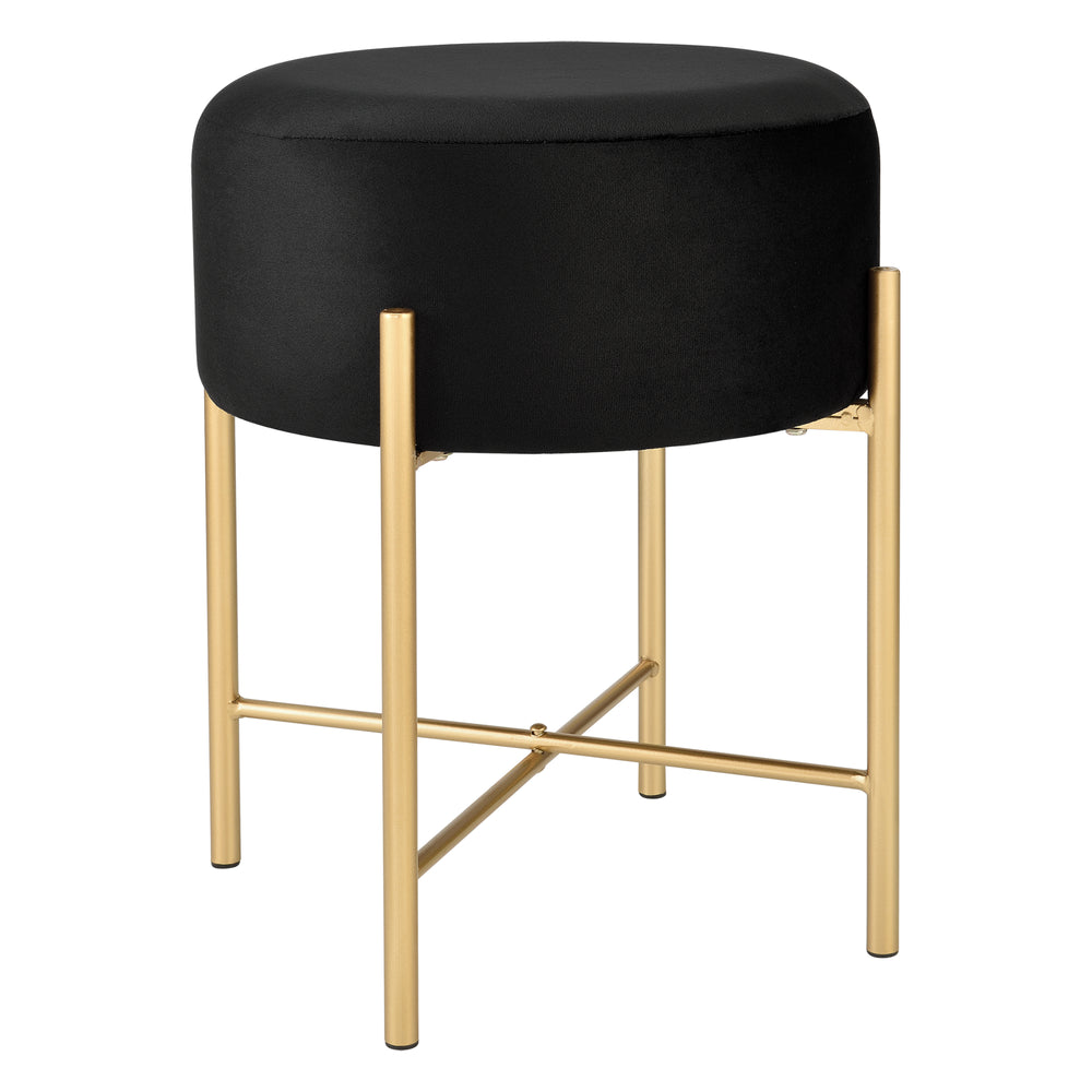 Tabouret Kungälv pouf jusqu'à 100 kg noir/doré [en.casa] - premiumXL