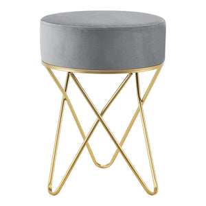 Tabouret rembourré Beveren 45 x 35 cm gris laiton [en.casa]