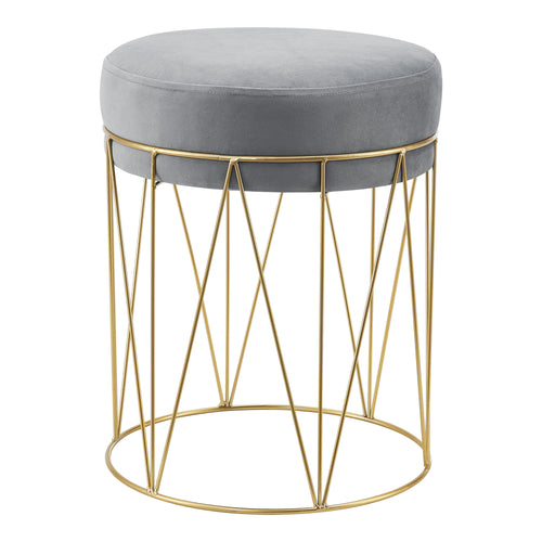 Tabouret rembourré Melsele 45 x 35 cm gris laiton [en.casa]