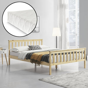 Lit en bois Hellnar avec matelas en mousse froide en différentes couleurs et tailles [en.casa]