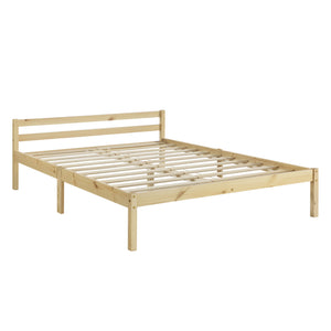 Cadre de Lit Solide Stylé à Sommier à Lattes Design en Pin et Bois Stratifié [en.casa]