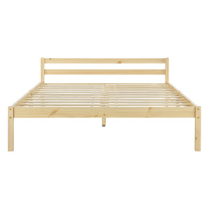 Cadre de Lit Solide Stylé à Sommier à Lattes Design en Pin et Bois Stratifié [en.casa]