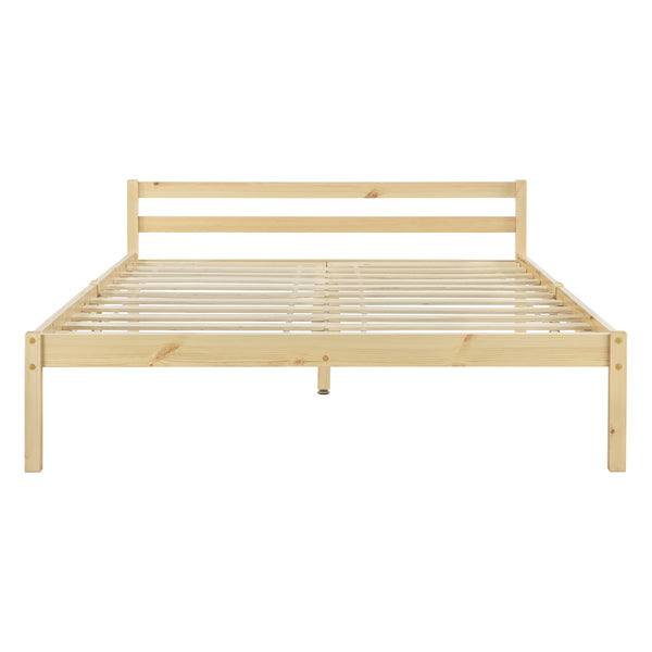 Cadre de Lit Solide Stylé à Sommier à Lattes Design en Pin et Bois Stratifié [en.casa]