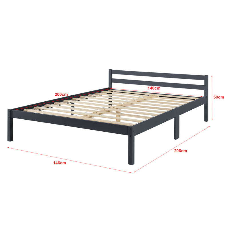 Croquis coté Cadre de Lit Nakkila Pin avec Matelas à Mousse à Froid [en.casa]