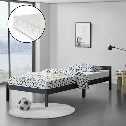 Lit en bois Nakkila différentes couleurs et tailles avec matelas en mousse froide en.casa