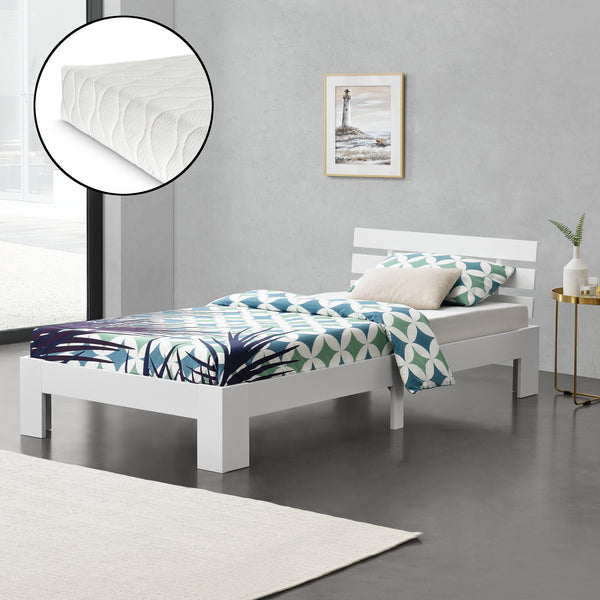 Lit en bois Nivala avec matelas en mousse froide différentes couleurs et tailles en.casa