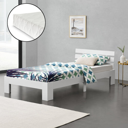 Lit en bois Nivala avec matelas en mousse froide différentes couleurs et tailles en.casa