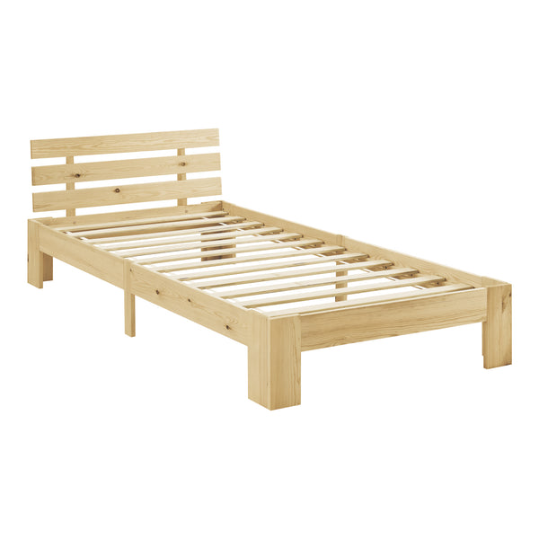 Cadre de Lit Design Nivala à Sommier à Lattes Lit Stylé en Pin et Bois Stratifié [en.casa]