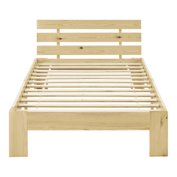 Cadre de Lit Design Nivala à Sommier à Lattes Lit Stylé en Pin et Bois Stratifié [en.casa]