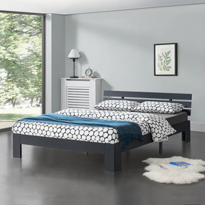 Cadre de Lit Design Nivala à Sommier à Lattes Lit Stylé en Pin et Bois Stratifié [en.casa]